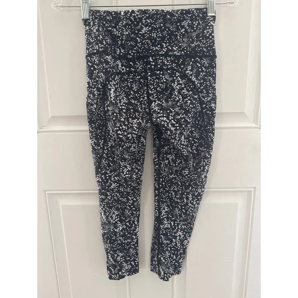 Lululemon Wunder Under Crop II Black Chirasu Black Spotted 19" Inseam Nulux 4 - Picture 9 of 12